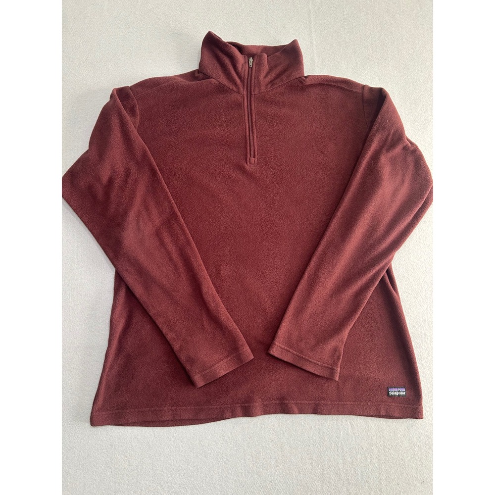 Patagonia Fleece Pullover Mens Large Burgundy Maroon Quarter Zip Micro D